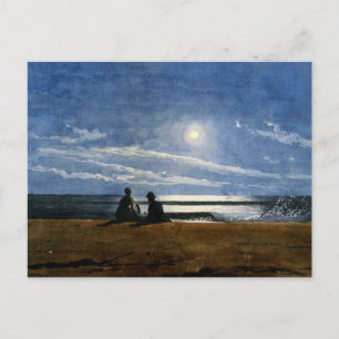 Homer - Moonlight, fine art painting, Postcard