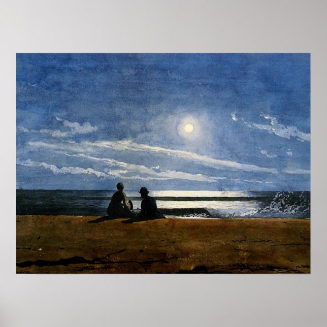 Homer - Moonlight, fine art painting, Poster (Front)