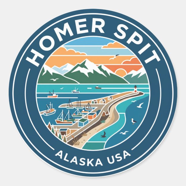 Homer Spit Alaska USA Classic Round Sticker (Front)