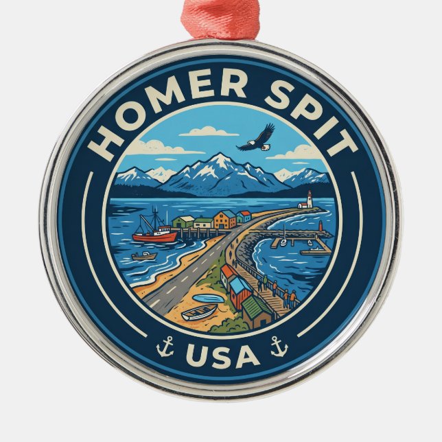 Homer Spit USA Metal Tree Decoration (Front)