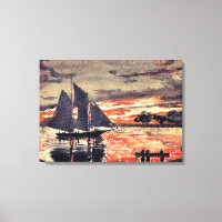 Homer - Sunset Fires, fine art watercolor painting