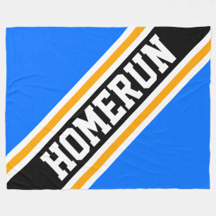 HOMERUN Bright Blue Orange Black Racing Stripes Fleece Blanket