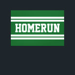 HOMERUN Bright Green White Summer Baseball Stripes Canvas Print<br><div class="desc">This sporty,  baseball design features bold athletic HOMERUN text inside wide white racing stripes against bright green background.  The colours and text in this design can be personalised.</div>