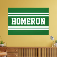 HOMERUN Bright Green White Summer Baseball Stripes