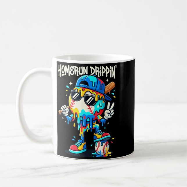 Homerun Drippin Cool Melting Baseball Graffiti Coffee Mug (Left)