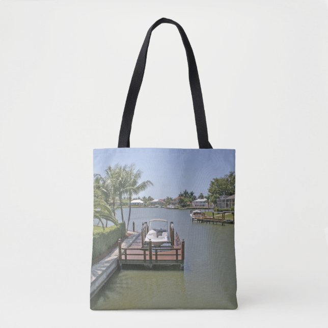 Homes and docks on canal Marco Island Florida Tote Bag (Front)