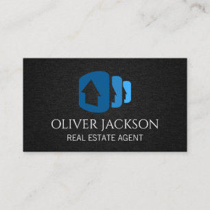 Homes Icon   Black Texture   Real Estate Business Card