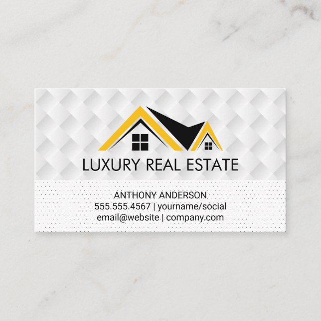 Homes Icon  | Weave Pattern | Polka Dot Pattern Business Card (Front)