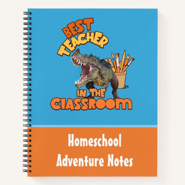 Homeschool Adventure Notes Funny Dinosaur Notebook (Front)