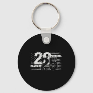 Homeschool Cl Of 2025 Distressed American Flag Sen Key Ring
