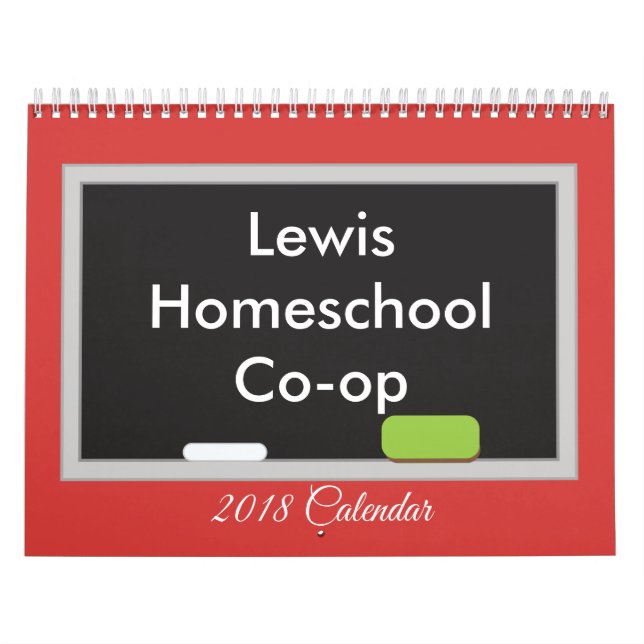 Homeschool Co op Chalkboard on Red Background Calendar (Cover)