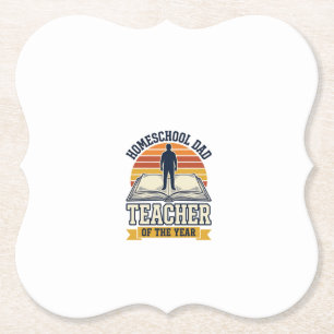 Homeschool Dad Teacher Of The Year Vintage Shirt D Paper Coaster