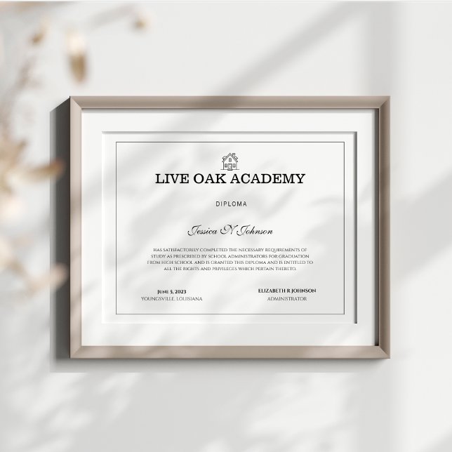 Homeschool Diploma Modern White (Custom Homeschool Diploma)