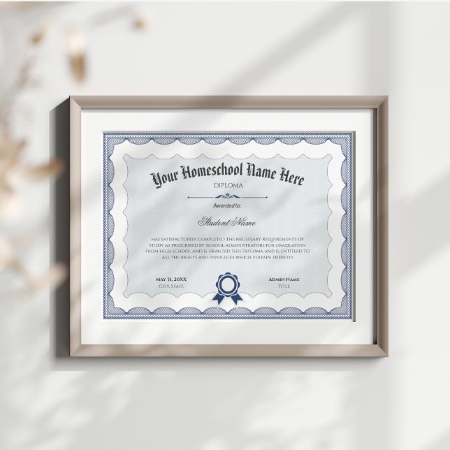 Homeschool Diploma Traditional Blue (Creator Uploaded)