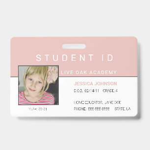 Homeschool Girl Student ID Badge   Pink Rainbow