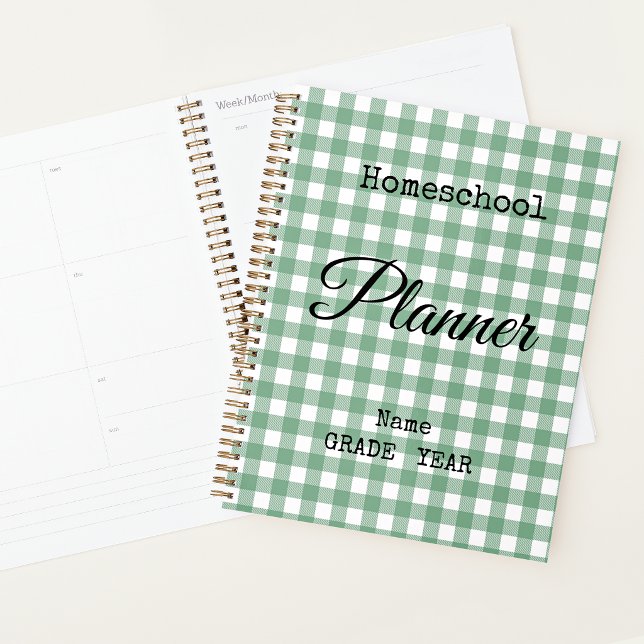 Homeschool Green Gingham Back to School Spiral Planner (Creator Uploaded)