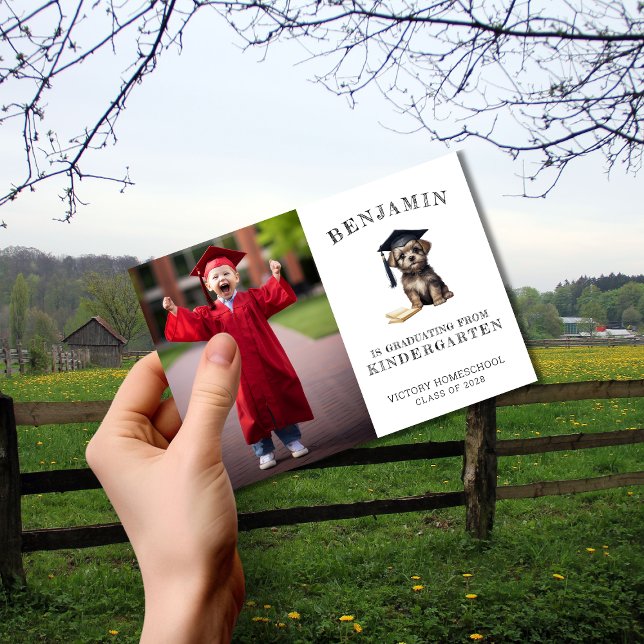 Homeschool Kindergarten Graduation with Puppy Announcement (Creator Uploaded)