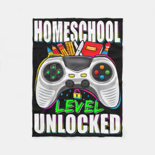 Homeschool Level Unlocked Gamer First Day Of Schoo Fleece Blanket