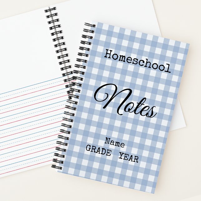 Homeschool Lt. Blue Gingham Back to School Spiral Notebook (Creator Uploaded)