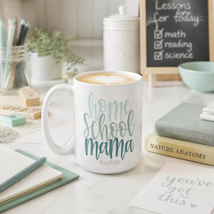 Homeschool Mama Est Personalised Date Blue Tones Coffee Mug