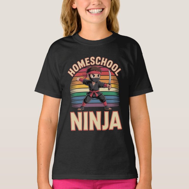 : Homeschool Ninja Kids – Cute Chibi Ninja  T-Shirt (Front)
