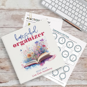 Homeschool Organiser Binder Watercolor Floral Book