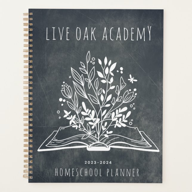 Homeschool Planner Minimalist Floral Open Book (Front)