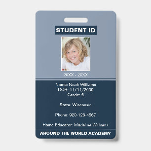 Homeschool Student ID Badge Blue