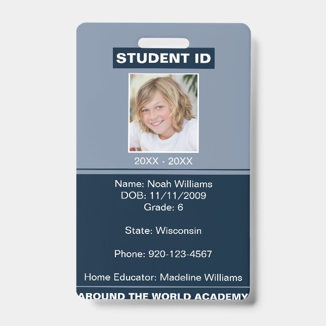 Homeschool Student ID Badge Blue (Front)