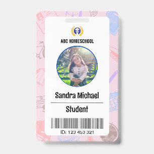 Homeschool Student ID Badge, Child Photo & Barcode Badge