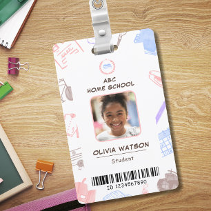 Homeschool Student ID Badge, Child Photo, Barcode, ID Badge