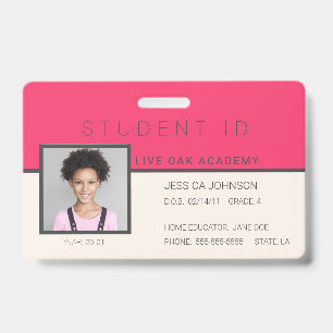 Homeschool Student ID Badge Doodles Pink