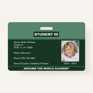 Homeschool Student ID Badge Green