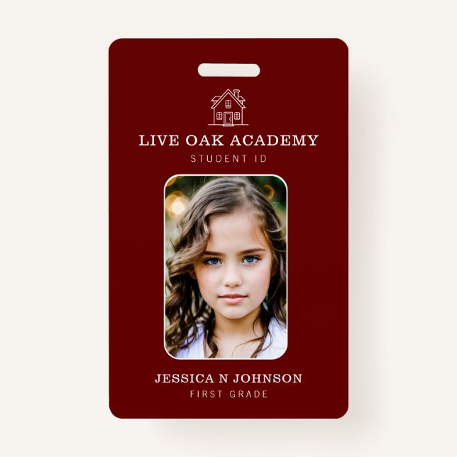 Homeschool Student ID Badge | Minimalist Red (Front)
