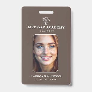 Homeschool Student ID Badge Minimalist Taupe