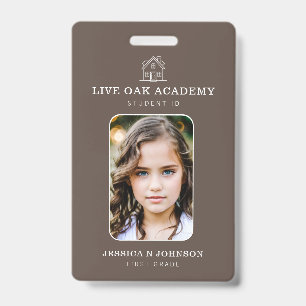 Homeschool Student ID Badge   Minimalist Taupe