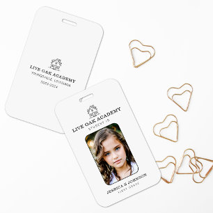 Homeschool Student ID Badge Minimalist White