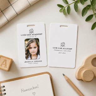 Homeschool Student ID Badge Minimalist White