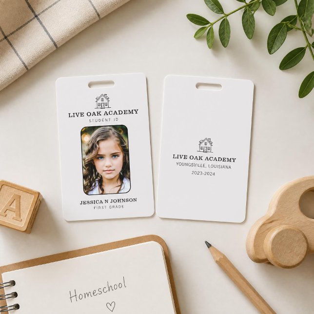 Homeschool Student ID Badge | Minimalist White (Creator Uploaded)