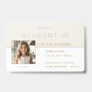 Homeschool Student ID Badge   Modern Gold