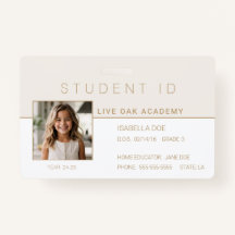 Homeschool Student ID Badge | Modern Gold