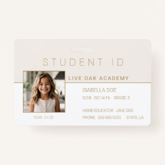 Homeschool Student ID Badge | Modern Gold