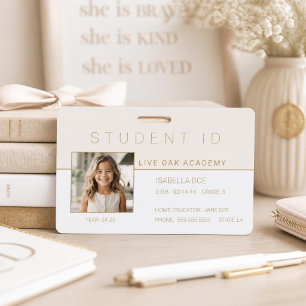 Homeschool Student ID Badge Modern Gold