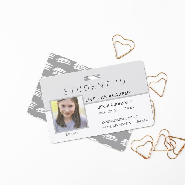 Homeschool Student ID Badge | Modern Grey (Creator Uploaded)