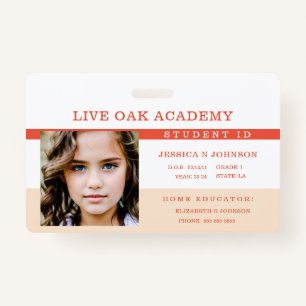Homeschool Student ID Badge Orange Blossom