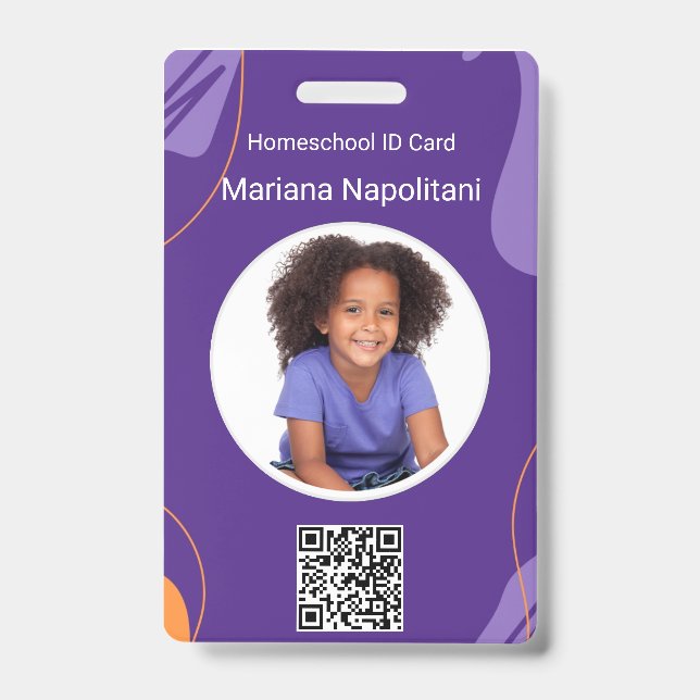 Homeschool Student ID Badge | Purple & Orange  (Front)