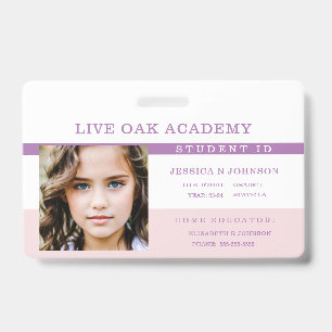 Homeschool Student ID Badge   Soothing Lavender