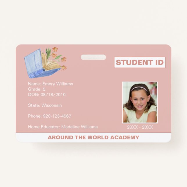 Homeschool Student ID Book Design Badge ID Badge (Front)