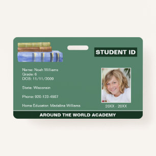 Homeschool Student ID Book Stack Badge ID Badge