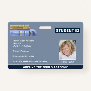 Homeschool Student ID Book Stack  ID Badge